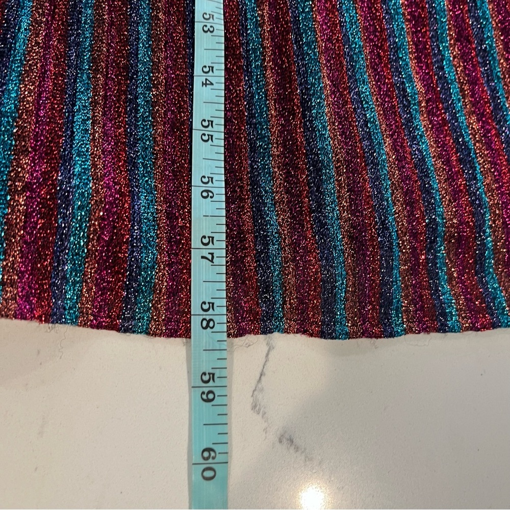 2741 Jonathan Simkhai Rainbow Metallic Pleated Long Sleeve V-Neck Party Gown 4 - Picture 6 of 9